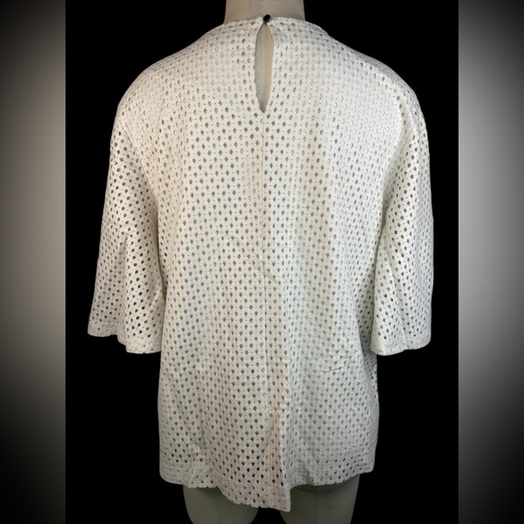 Banana Republic Cream Eyelet 3/4 Length Sleeve Lined Blouse Women’s XL - Picture 2 of 5
